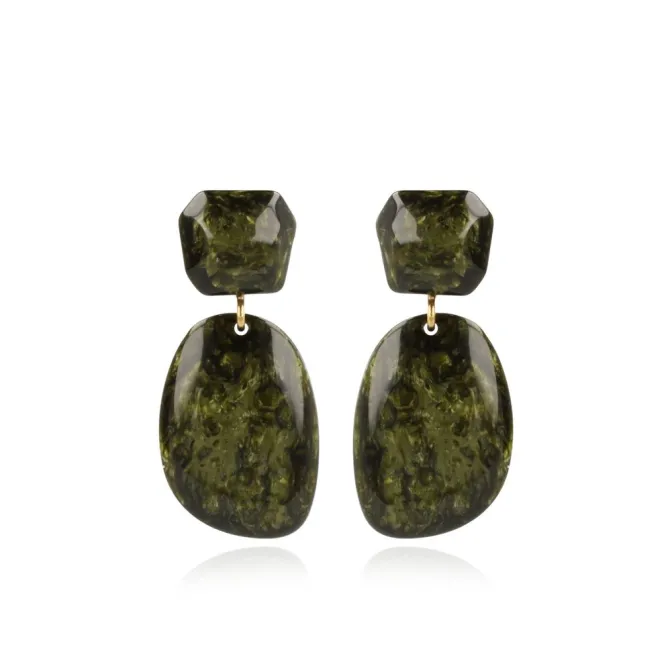 Marble Donker Groen Asymmetrisch Double Oval M Resin