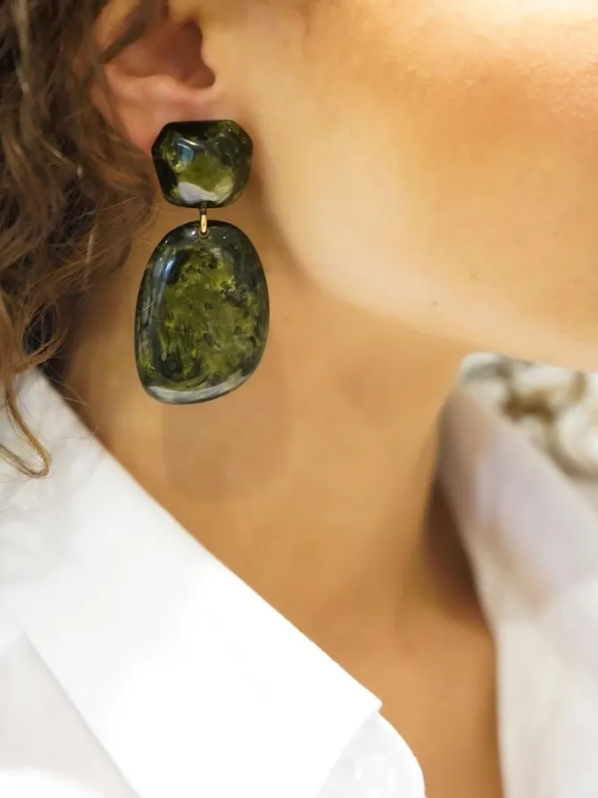 Marble Donker Groen Asymmetrisch Double Oval M Resin