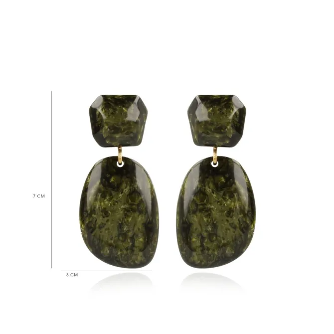 Marble Donker Groen Asymmetrisch Double Oval M Resin