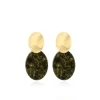 Marble Donker Groen Oorbellen Celia Ovaal S