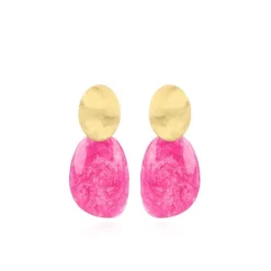 Marble Fuchsia Oorbellen Sara Asymmetrisch Ovaal L