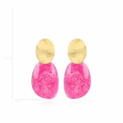 Marble Fuchsia Oorbellen Sara Asymmetrisch Ovaal L