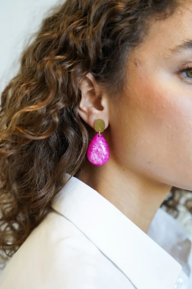 Marble Fuchsia Oorbellen Bliss Druppel S
