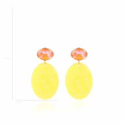 Marble Geel Oorbellen Celia Ovaal S Strass Oranje