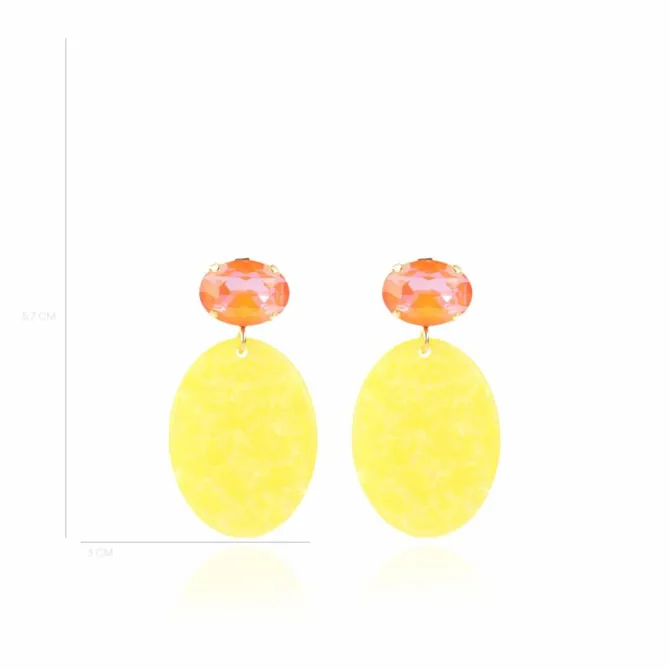 Marble Geel Oorbellen Celia Ovaal S Strass Oranje