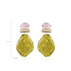 Marble Mosterd Oorbellen Asymmetrisch Rock L Strass Roze