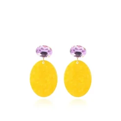 Marble Oranje Oorbellen Celia Ovaal S Strass Violet
