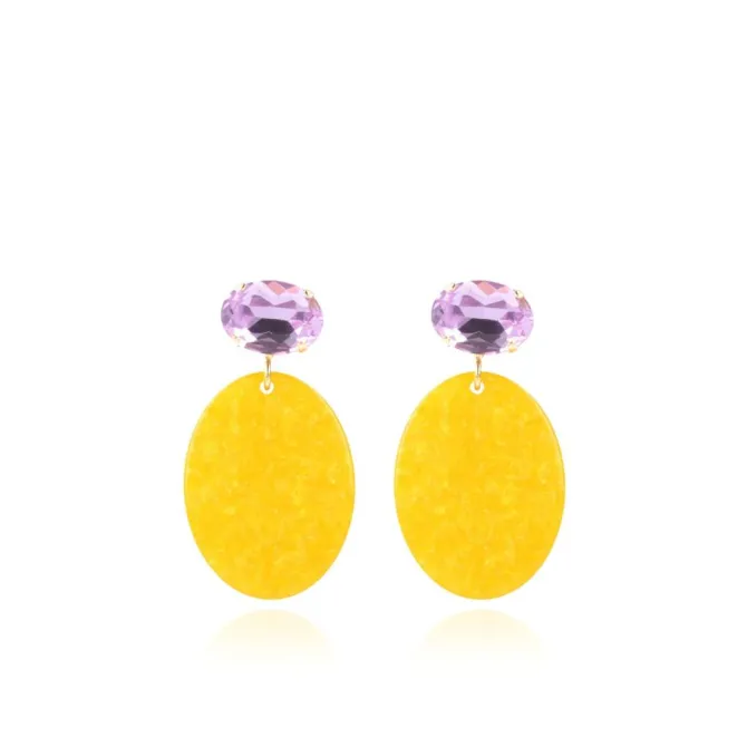 Marble Oranje Oorbellen Celia Ovaal S Strass Violet