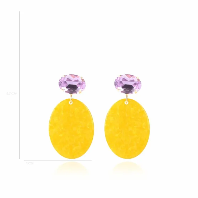 Marble Oranje Oorbellen Celia Ovaal S Strass Violet