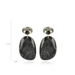 Marble Zwarte Oorbellen Alara Asymmetrisch Ovaal L Strass