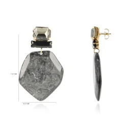 Marble Zwarte Oorbellen Simone Asymmetrisch Rock Xl Strass