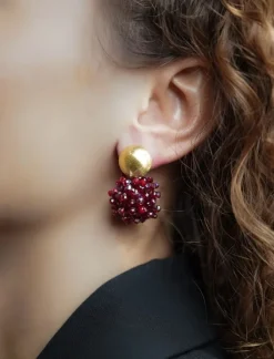 Metallic Bordeaux Mixed Oorbellen Jacky Double Stones Globe S