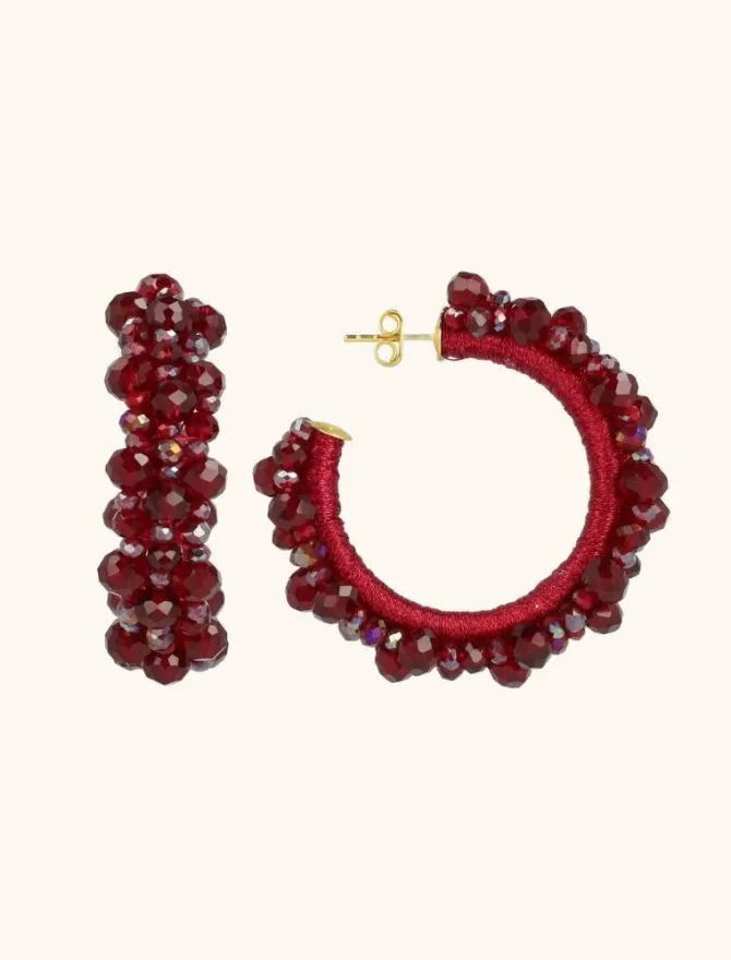 Metallic Bordeaux Oorbellen Brecht Irregular Urchin Creool M