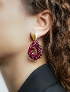 Metallic Bordeaux Oorbellen Berry Drop S
