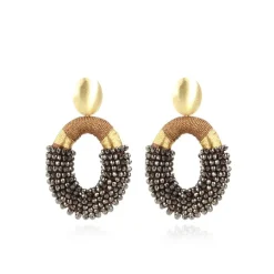 Metallic Bruine Oorbellen Combi Ovaal L