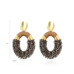 Metallic Bruine Oorbellen Combi Ovaal L