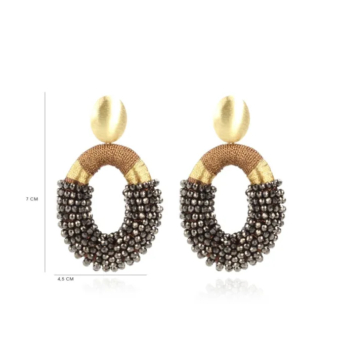 Metallic Bruine Oorbellen Combi Ovaal L