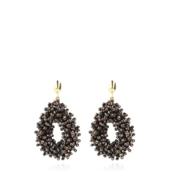 Metallic Bruine Oorbellen Louise Double Stones Drop L