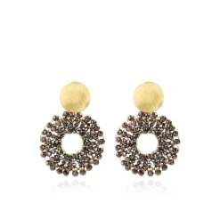 Metallic Bruine Oorbellen Poppy Rond