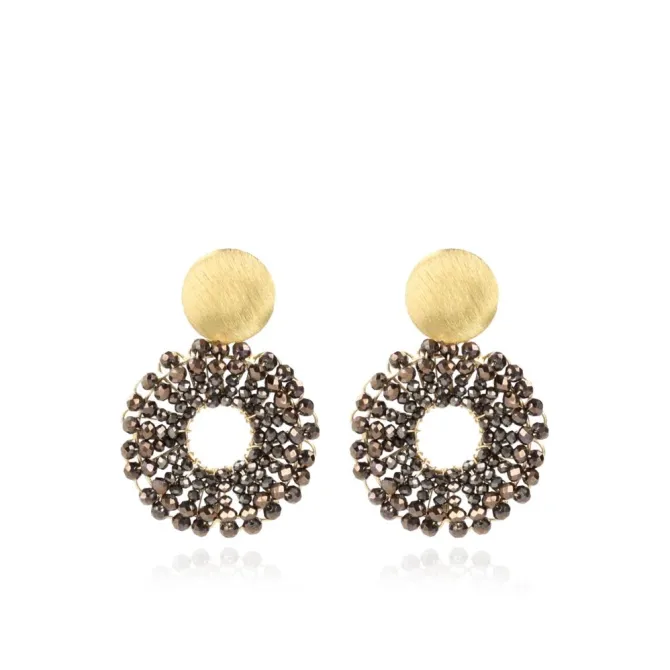 Metallic Bruine Oorbellen Poppy Rond