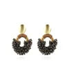 Metallic Bruine Oorbellen Combi Oval M Double Stones