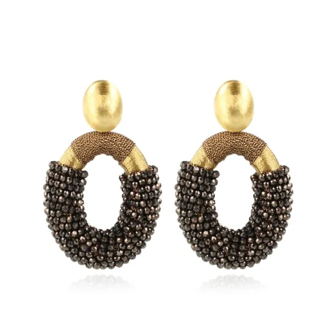 Metallic Bruine Oorbellen Yara Oval L