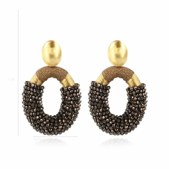 Metallic Bruine Oorbellen Yara Oval L