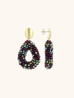 Metallic Groen Paarse Oorbellen Berry Drop S