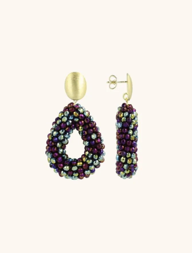 Metallic Groen Paarse Oorbellen Berry Drop S