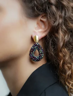 Metallic Groen Paarse Oorbellen Berry Drop S