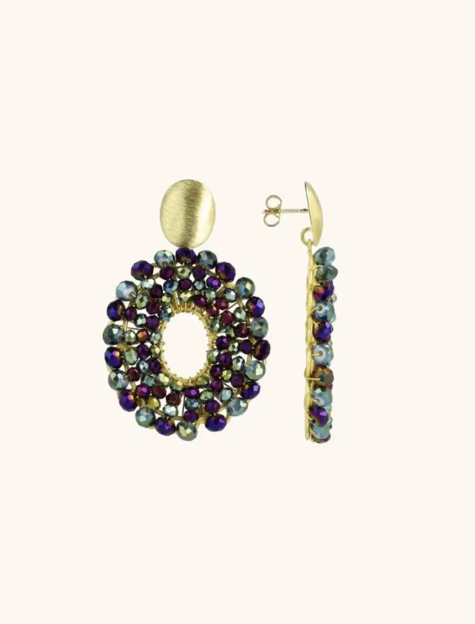 Metallic Groen Paarse Oorbellen Mia Ovaal S