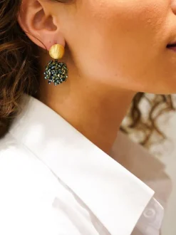 Metallic Groene Oorbellen Jacky Globe S Double Stones