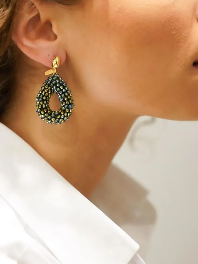 Metallic Groene Oorbellen Berry Drop S