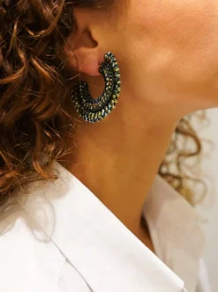Metallic Groene Oorbellen Silk Creole M