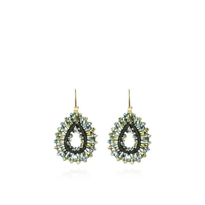 Metallic Groene Oorbellen Silk Drop S