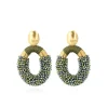 Metallic Groene Oorbellen Yara Oval L