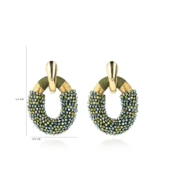 Metallic Groene Oorbellen Combi Oval L