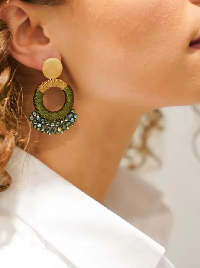 Metallic Groene Oorbellen Drops Combi S