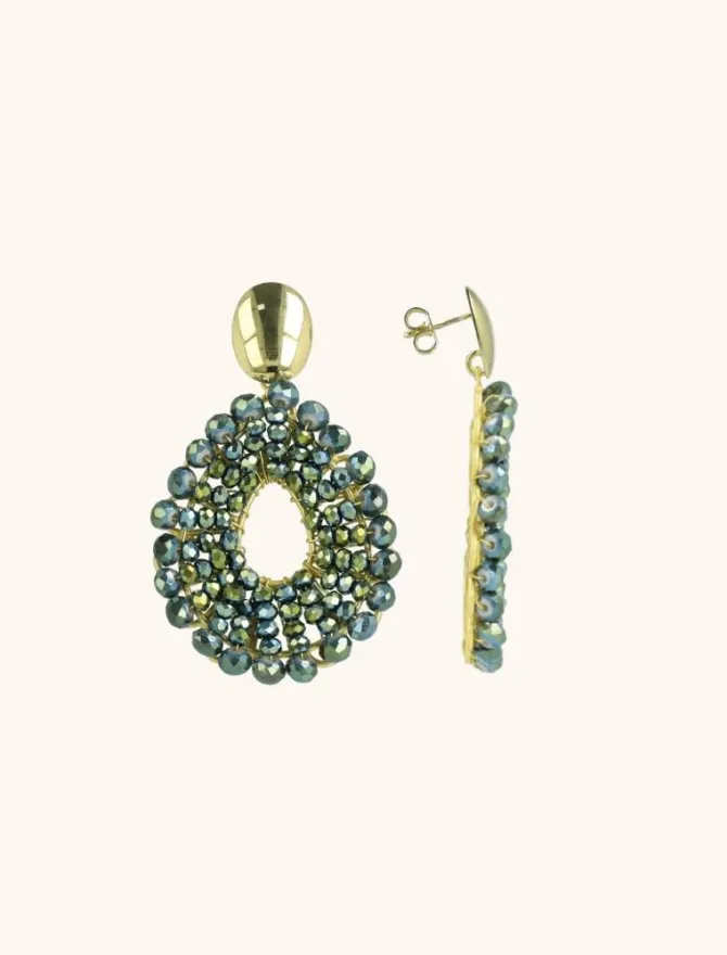 Metallic Groene Oorbellen Babs Open Drop S