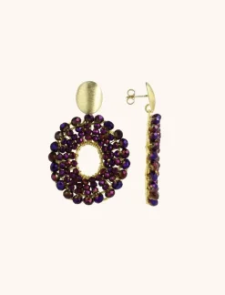 Metallic Paarse Oorbellen Mia Ovaal S
