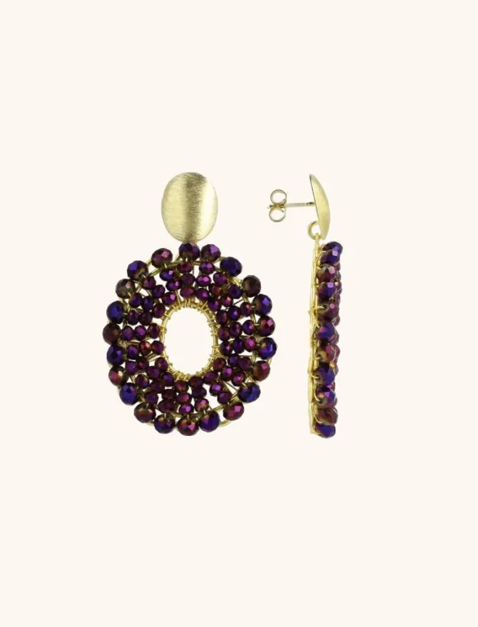 Metallic Paarse Oorbellen Mia Ovaal S