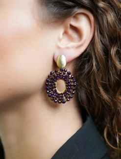 Metallic Paarse Oorbellen Mia Ovaal S