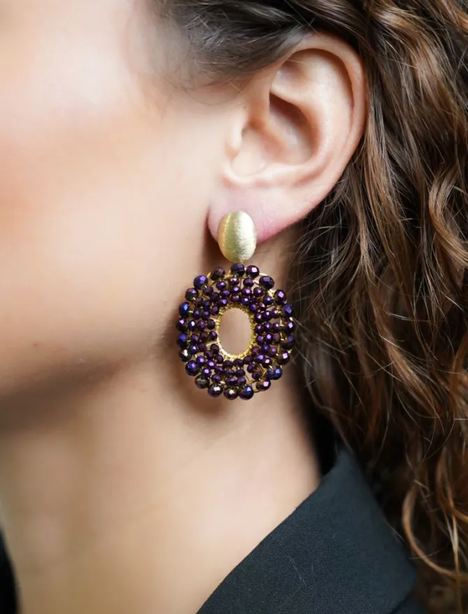 Metallic Paarse Oorbellen Mia Ovaal S