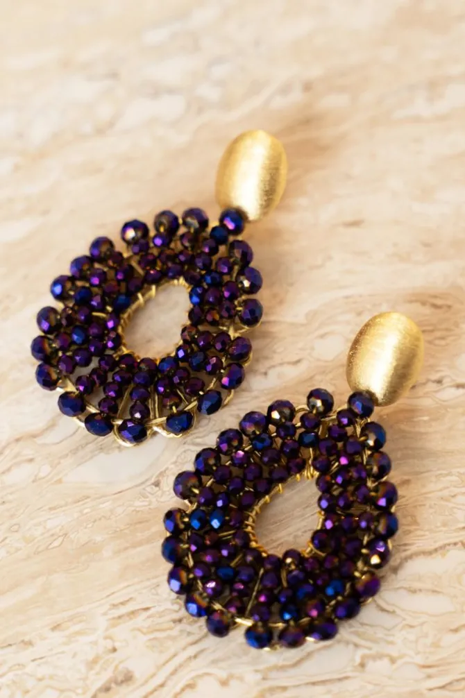 Metallic Paarse Oorbellen Babs Open Drop S