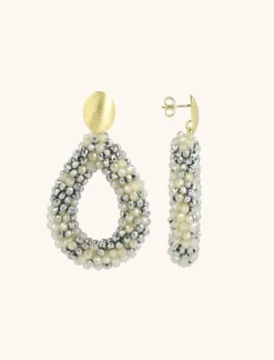 Metallic Zilveren Nude Oorbellen Berry Drop L