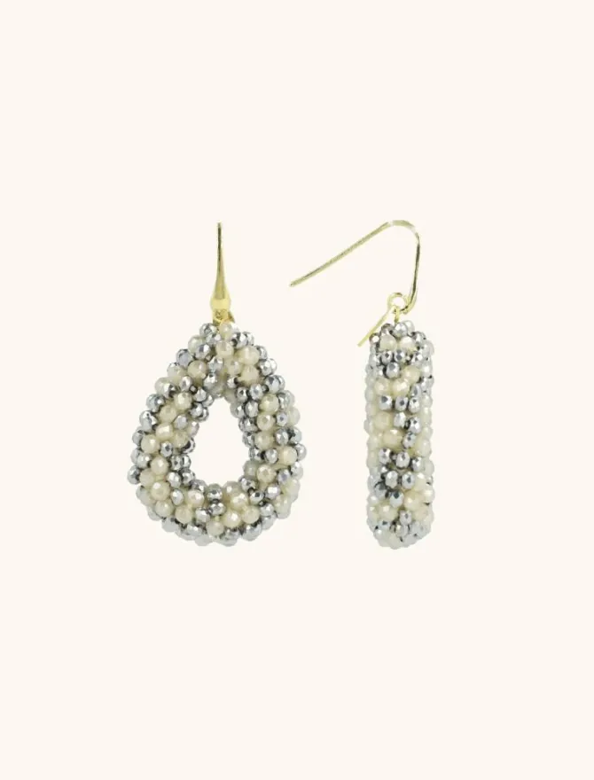 Metallic Zilveren Nude Oorbellen Berry Drop S