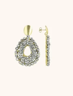 Metallic Zilveren Oorbellen Babs Open Drop S