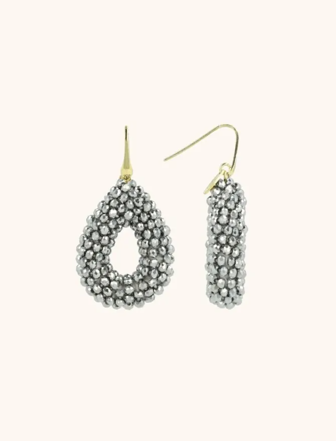 Metallic Zilveren Oorbellen Berry Drop S