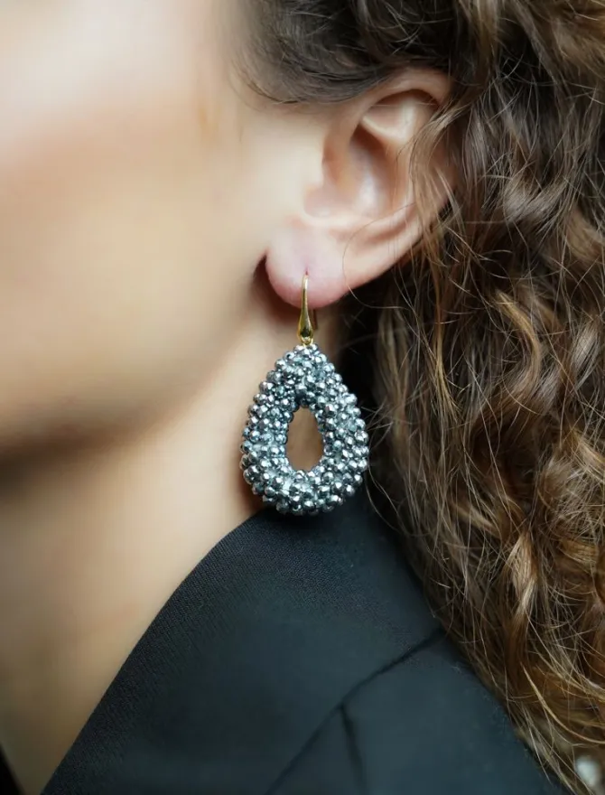 Metallic Zilveren Oorbellen Berry Drop S
