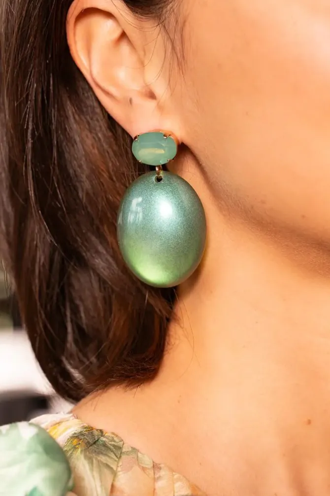Mint Holo Oorbellen Closed Bugle Oval L Angie